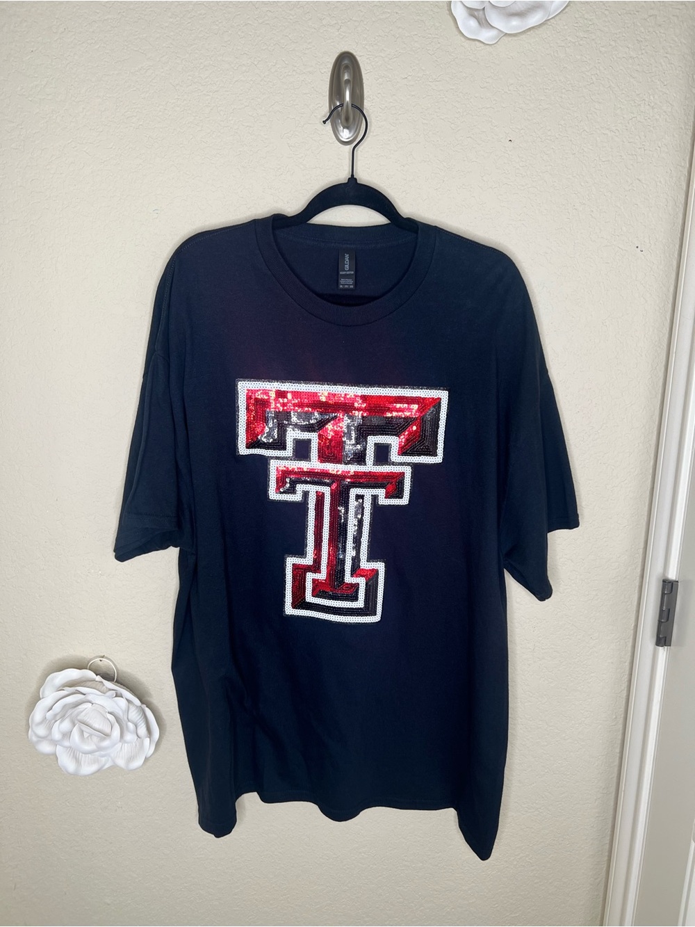 NTM: Texas Tech Red Raiders Sequin Double T Shirt 2XL Black Game Day